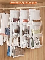Vista 41 de AARAINBOW 1 Pack Hanging Handbag Purse Organizer for Closet, Hand Bag Organizer Holder 8 Pockets, Space Saving Wardrobe Purse Storage Organizer for