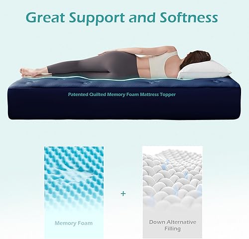 Miniatura 37 de Hansleep Cubrecolchón Queen de viscosa derivada del bambú, cubrecolchón de espuma viscoelástica tamaño Queen con bolsillo profundo, protector