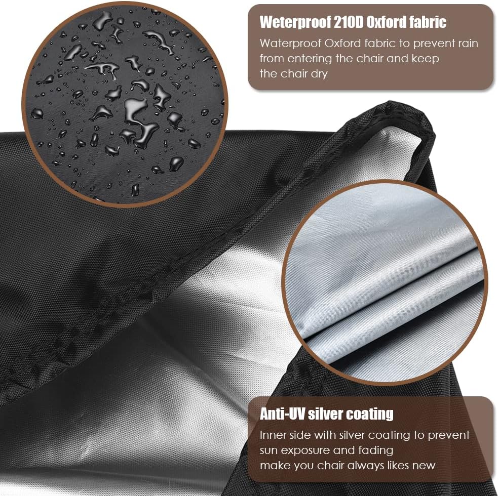 Stackable Chair Cover Waterproof Outdoor High Back Chair Cover Stackable Dining Chair Cover with Drawstring Hem Lawn Patio Furniture Protector Lounge Deep Seat Cover