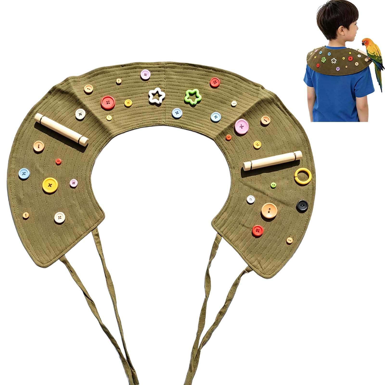 Parrot Shoulder Protector Cape, Bird Poop Shawl with Perch Rods