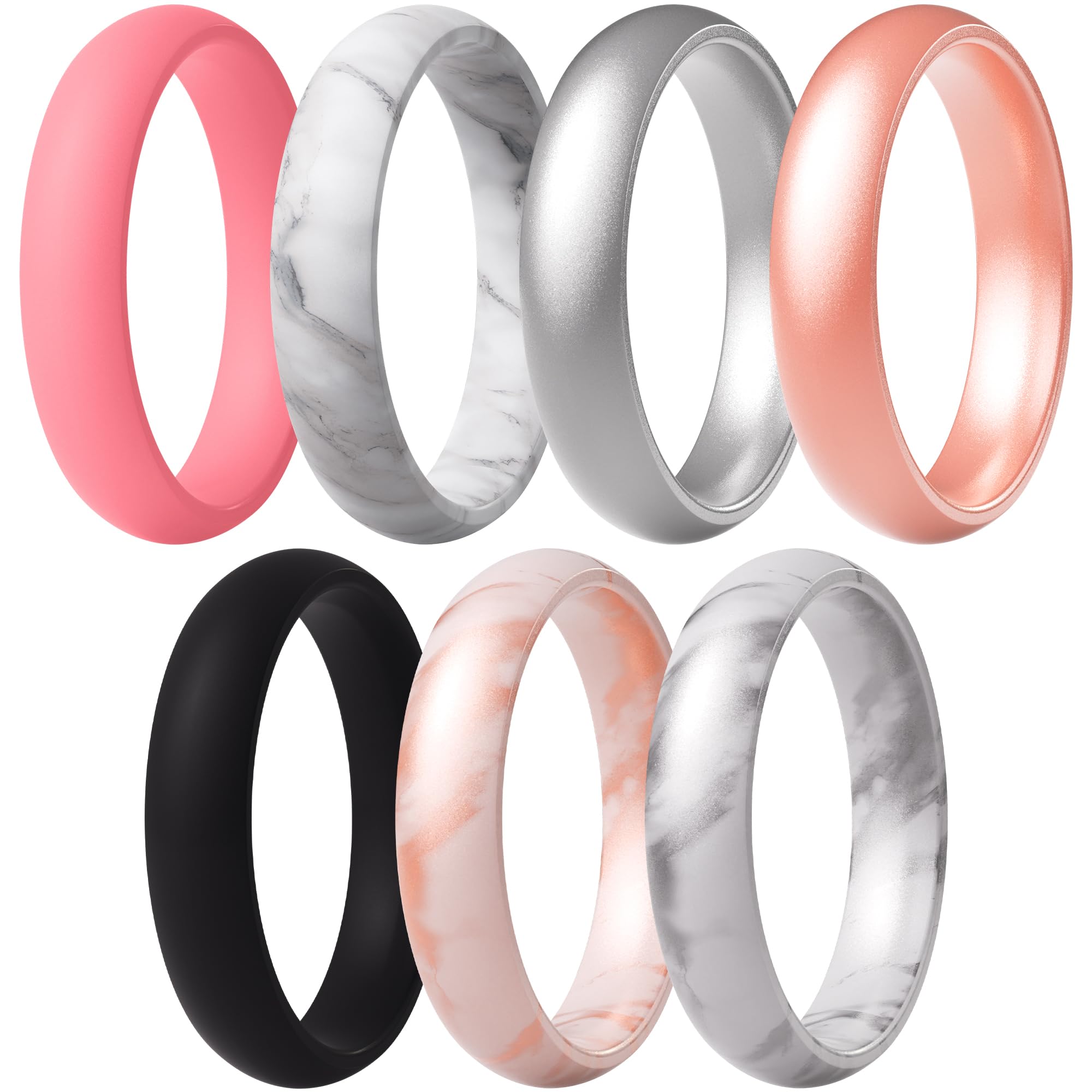 ThunderFit Women’s Silicone Engagement Rings, 5.5mm Wide, 2.1mm Thick, Wedding Rubber Bands, Variety Multipack 2/3/4/7