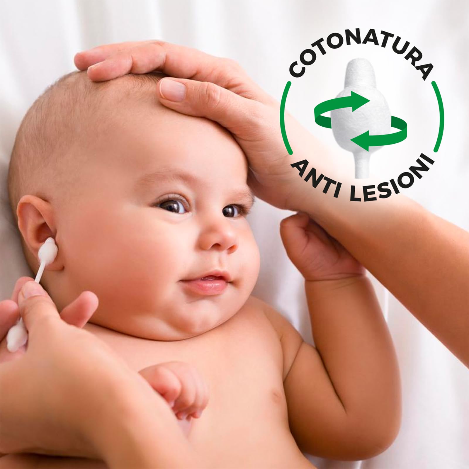 COTTON SOUND ECO Bastoncini Cotonati Baby Busta 24 confezioni x 60 Pezzi, Bastoncini Cotonati per Bambini, Bastoncini Ecologici e Biodegradabili 100% Cotone Idrofilo, Busta Compostabile, Made in Italy