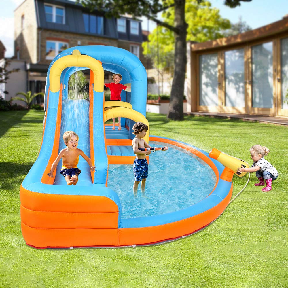 JOYMOR 5in1 Inflatable Water Slide Park, Water Bounce House w/Air