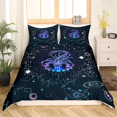 Vista 73 de Erosebridal Aries - Sábana bajera ajustable tamaño matrimonial, sábanas psicodélicas celestiales, sábanas de galaxia trippy de doce constelaciones