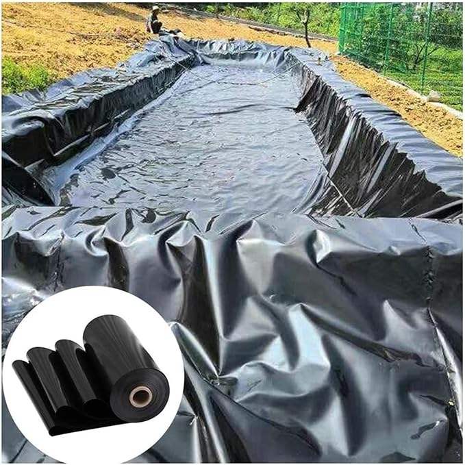 Image ZHANGQINGXIU Rubber Pond Liner, Heavy Duty Fish Pond Waterproof Liners, Sun Protection High Density PVC For Proof Moisture Impermeable Landscaping Garden Pool,49 Sizes (Color : Black, Size : 6x10m)