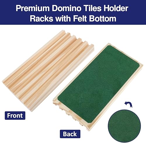 Miniatura 4 de GOTHINK Juego de 8 bandejas de dominó de madera soportes para azulejos de dominó para tren mexicano y otros juegos de dominó dominó no incluido