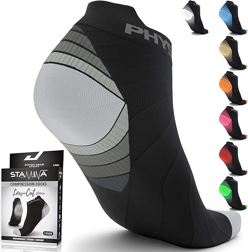 Physix Gear - Calcetines deportivos de compresión para hombre y mujer, mejor para fascitis plantar y resistencia