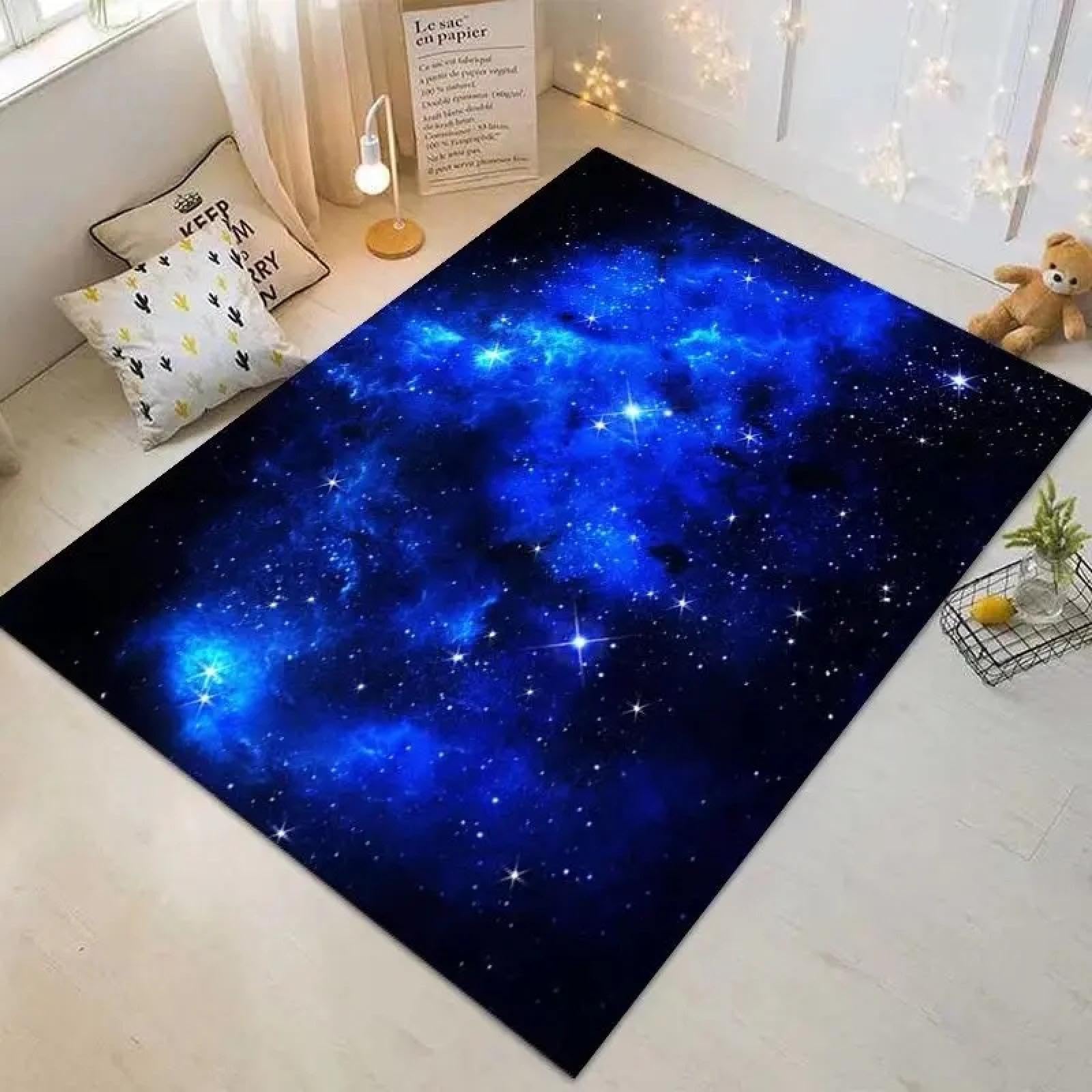 Tapis de sol salon ciel étoilé : créez un coin de chevet cosy