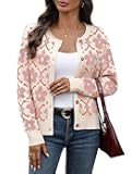 AMZANGEL Women's Floral Cardigan Sweater Long Sleeve Button Down Bolero Shrug Sweaters for Dresses