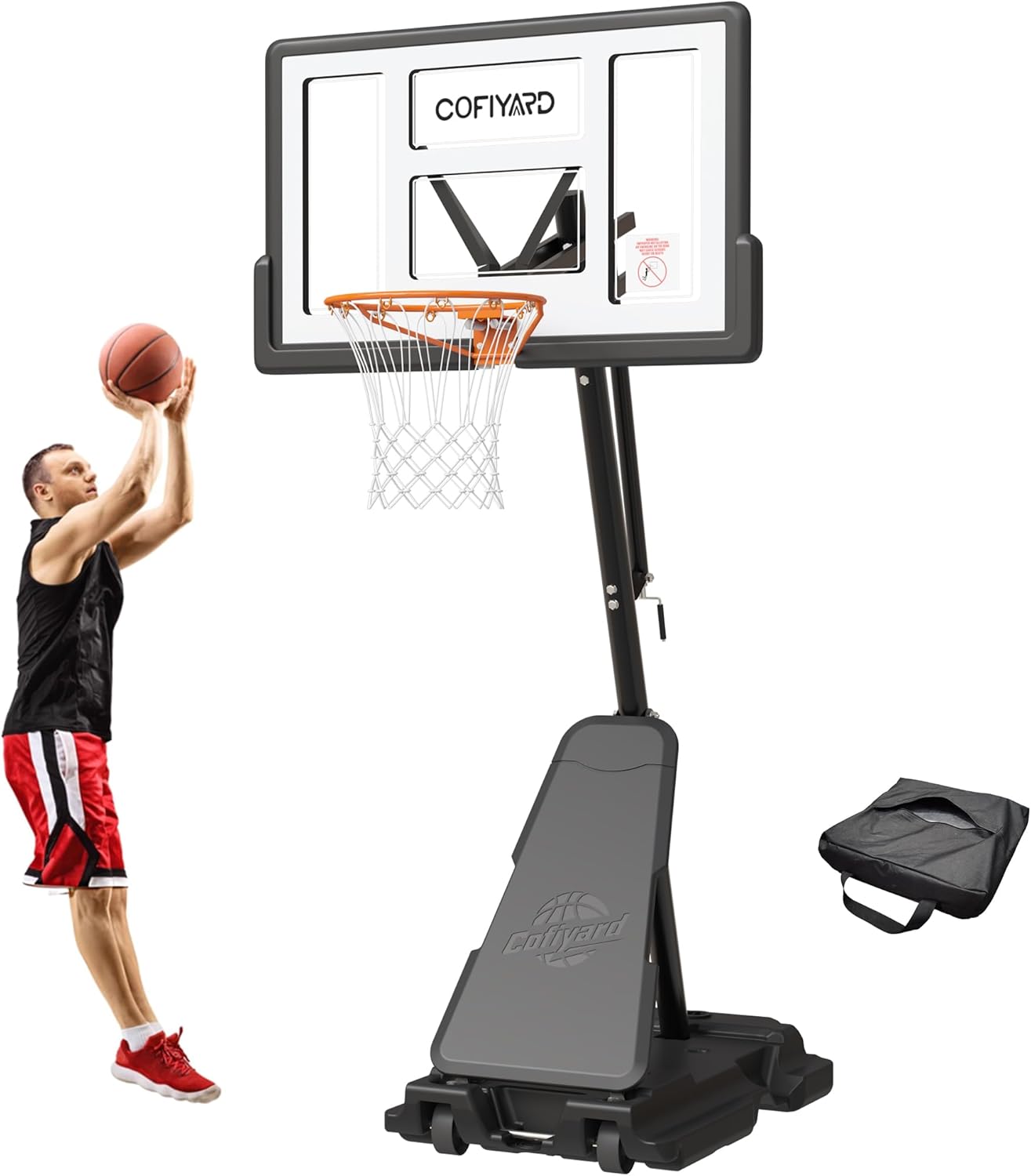 Basketball Hoop Outdoor with 44&48&54In Shatterproof Backboard, 5.25-10FT Height Portable Basketball Hoop with Sandbag, Adjustable Basketball Goal System