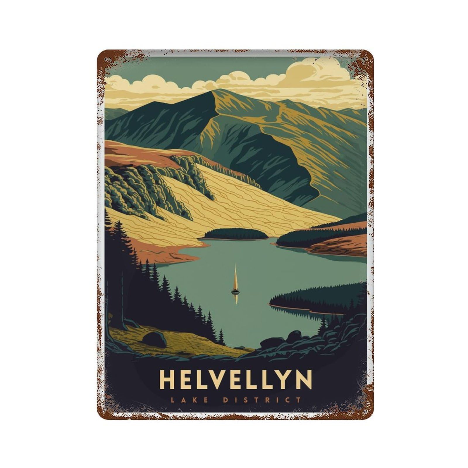 xiaoxiaoshen Helvellyn Travel Lake District Striding Edge Hiking Cumbria_3 Wall Decor Art Metal Tin Poster Modern Home Decor Art Home Bar Shop Decorations Vintage Sign 40x30cm