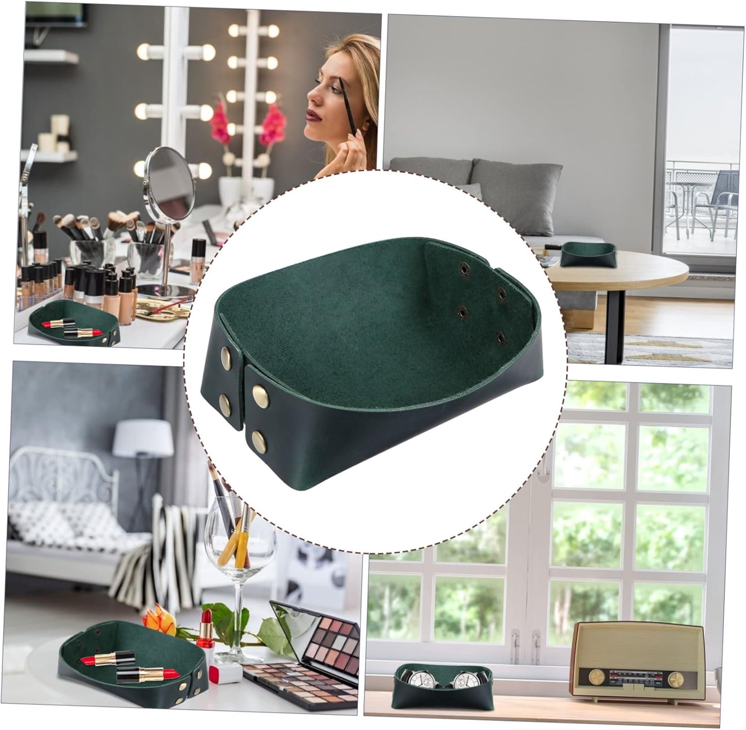 VALICLUD 2pcs Elegant Leather Jewelry Tray Decorative Storage Organizer for Necklaces and Cosmetics Capacity Dish for Desktop Clutter