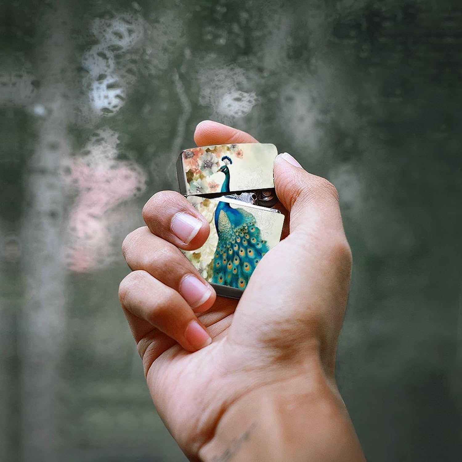 Beautiful Peacock and Floral Lighter Case Cover Lighter Shell