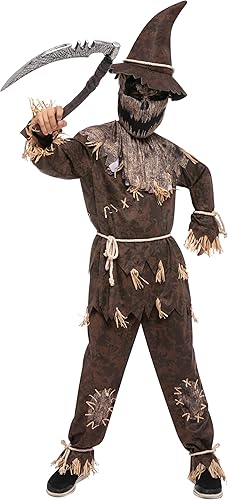 Spooktacular Creations Disfraz de espantapájaros malvado de Halloween para niños disfraz de espantapájaros aterrador para niños pequeños