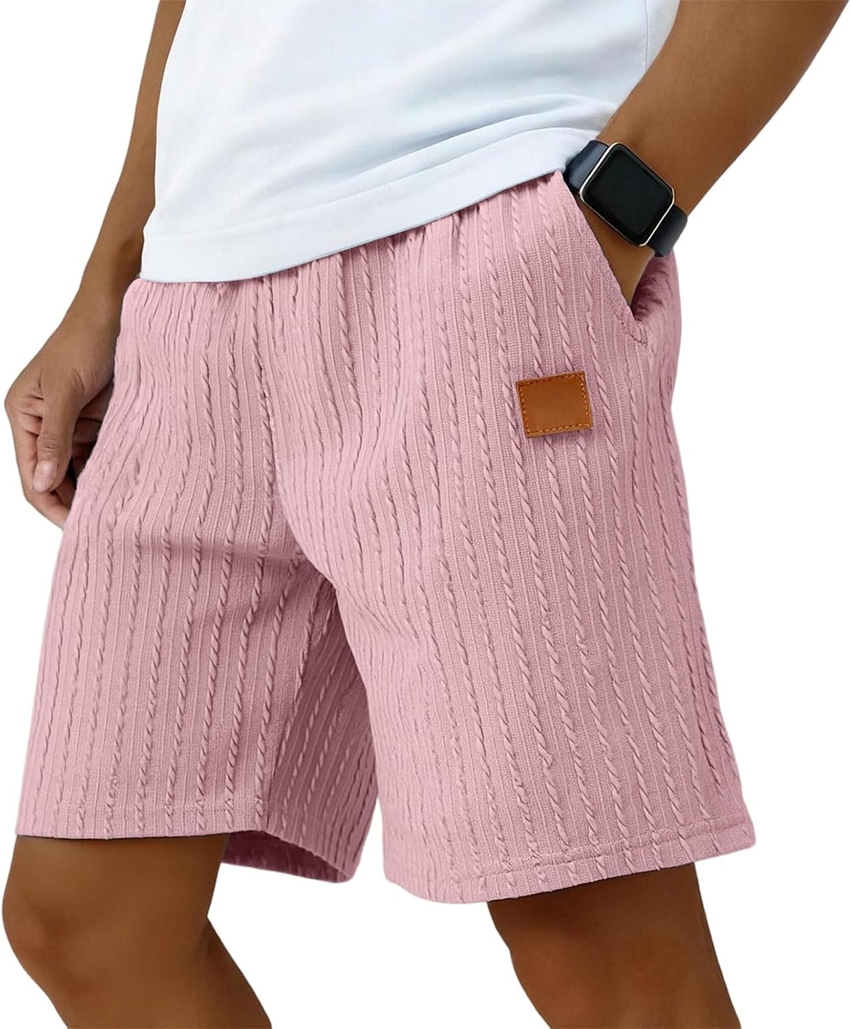 Ymosrh Mens Casual Shorts Elastic Waistband Summer Relaxed Fit Athletic Workout Beach Shorts S-2XL