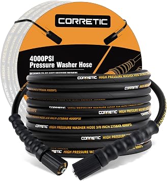 Pressure Washer Hose 30 FT x 3/8 Inch 4000 PSI, Kink Resistant Power Washers Hose Replacement, M22-14mm Brass Thread, High Tensile Wire Braided