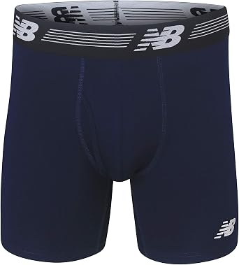 New Balance Men's Performance Boxer Briefs with Fly, Breathable Stretch Underwear, Moisture Wicking, Soft Waistband (3 Pack)