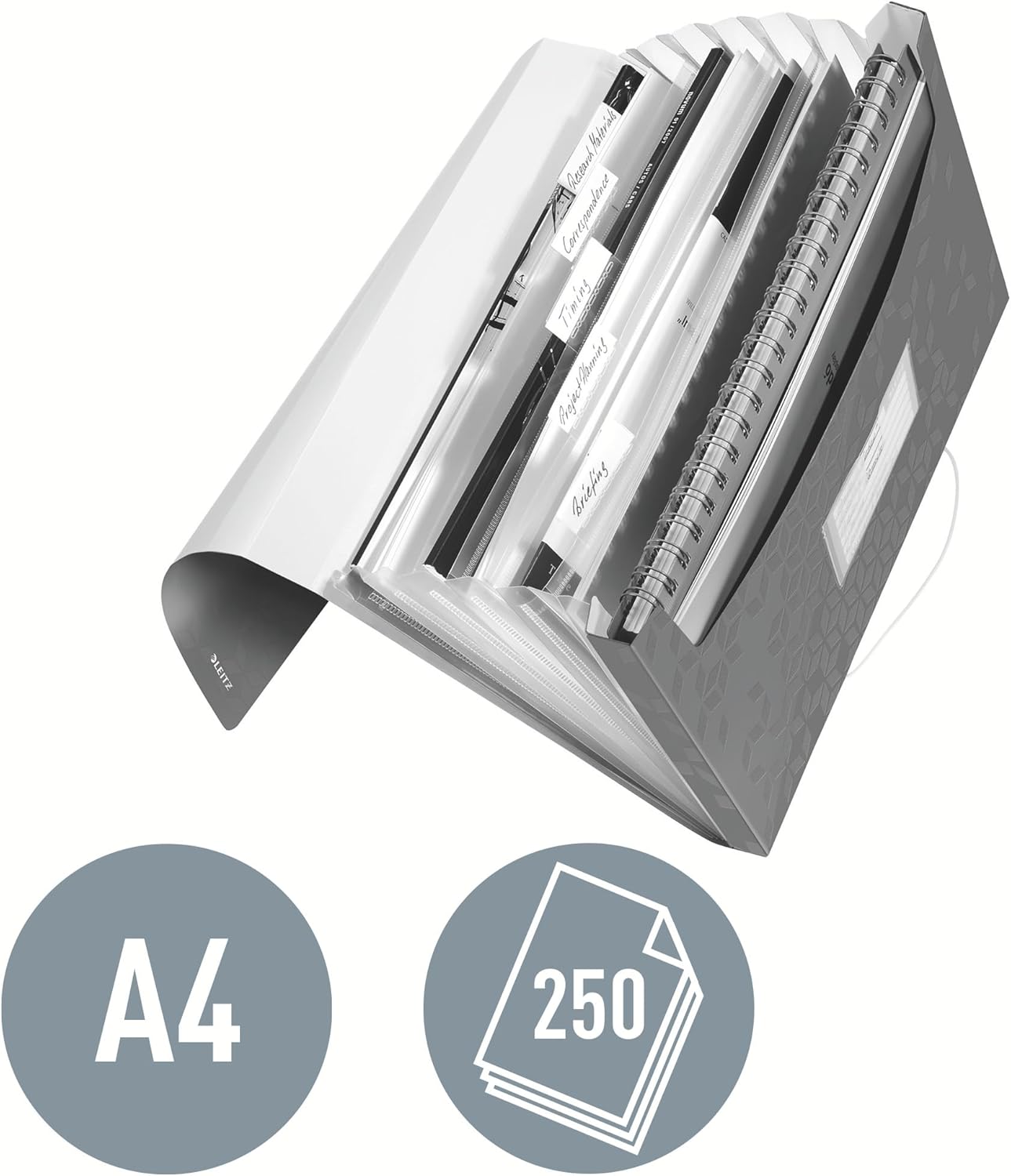 Leitz Wow 45890026 A4 Expandable File Folder with 6 Pockets Elastic Closure Red File Folder for Projects