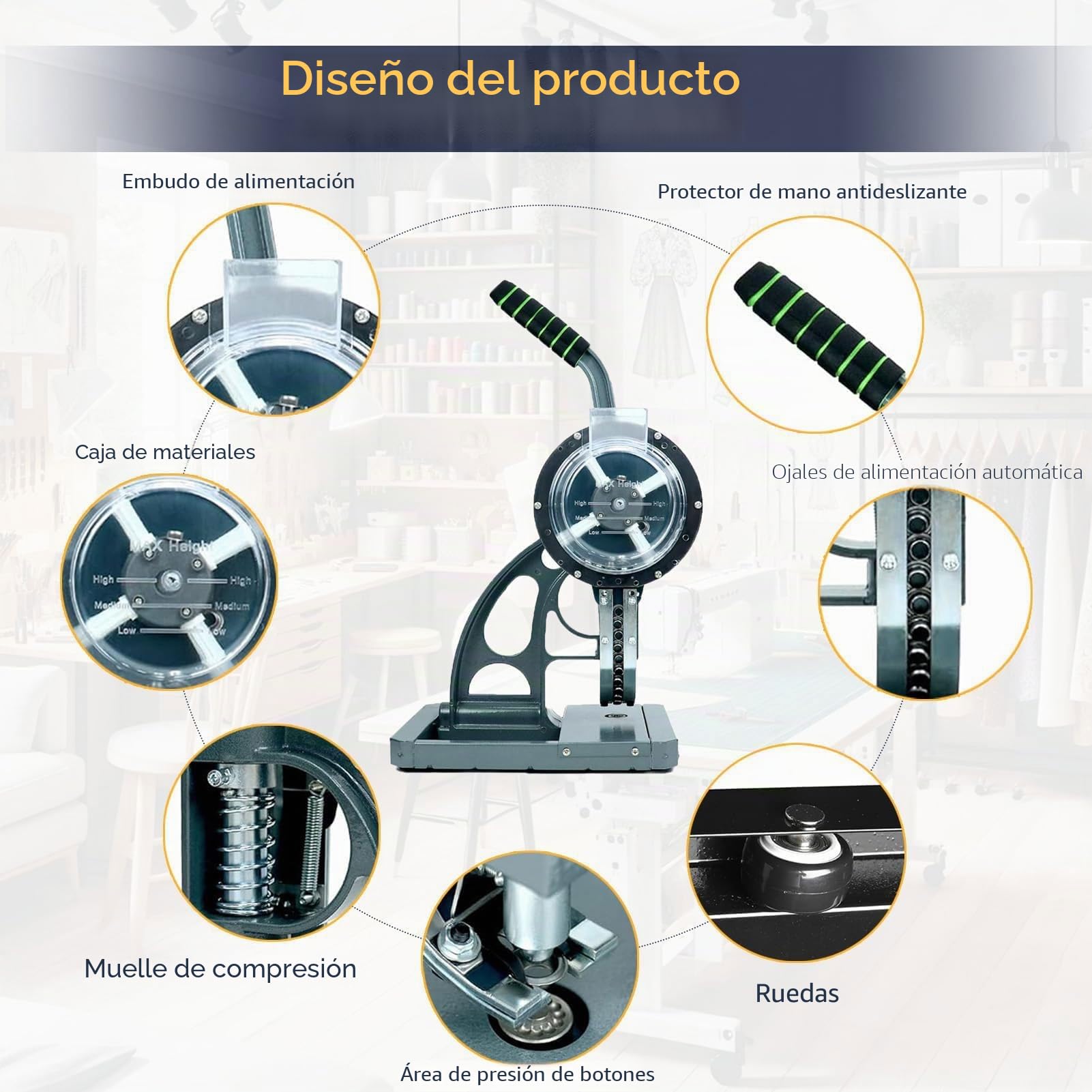 Máquina semiautomática de prensado manual de ojales, herramienta de alimentación de ojales perforadora comercial con ojal de 3/8"(10 mm), alicates perforadores de mano para pancartas, toldos 10mm