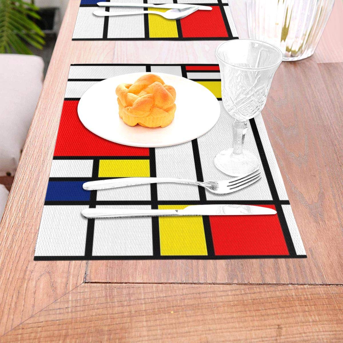 not Mondrian Composition Woven Placemat6 Piece Set of Placemats Pc Party Kitchen Dining Room Home Table Food Dinnerware Tableware Dishware Dishes Mat