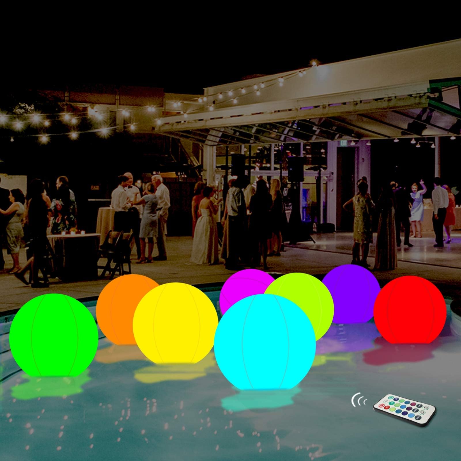 Pool Toys 27 Inch Giant Led Beach Balls, 18 Color Glow in The Dark Party Decoration Supplies Glow Balls Blow up Yard Outdoor Pool Games
