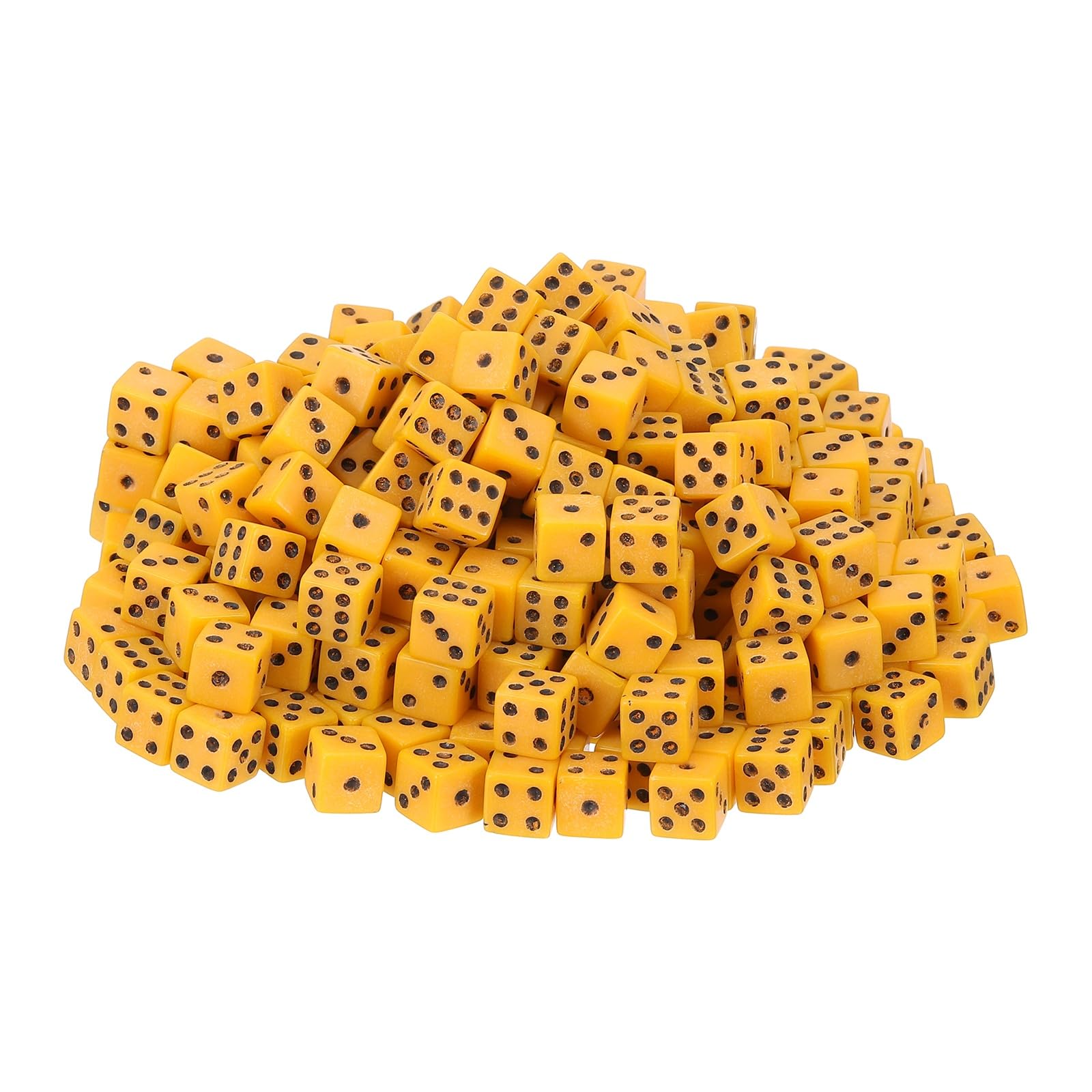 sourcing map 250Pcs Mini Dice, 8mm/0.31" Acrylic Tiny Six Side Game Dot Square Dice Bulk for Table Board Game Party Activities, Yellow/Black — image 1