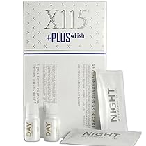 X115+PLUS 4 FISH | Collagene + Acido Ialuronico | Integratore per la Pelle Con Ceramidi, Probiotici, Polifenoli, Vitamine e Antiossidanti | Doppia formula Day & Night | 15 Flaconcini + 15 Bustine