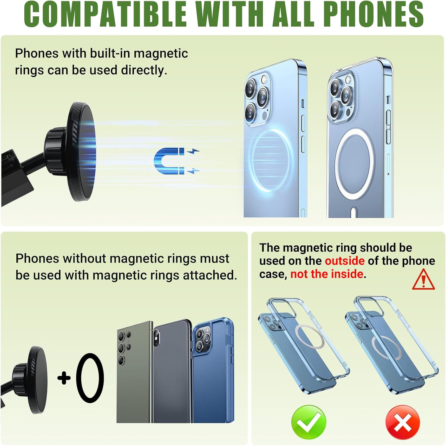 Metal Magnetic Phone Mount Holder for 2010-2024 Toyota 4Runner Strong Magnet Dash Cell Phone Cradles Adjustable Phone Stand Accessories for MagSafe All Smartphone(Classic Version)