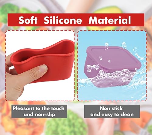 Miniatura 5 de KOLUTI Paquete de 3 recipientes pequeños de silicona para aperitivos, 6 onzas, apilables, salsa de puré, condimentos, almacenamiento de alimentos,