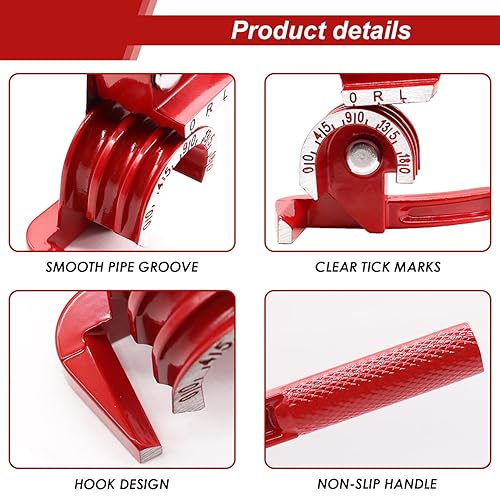 Miniatura 4 de Tnisesm Dobladora de tubos, herramientas manuales de flexión de tubos para 14 516 y 38 pulgadas de cobre de aluminio fino rojo