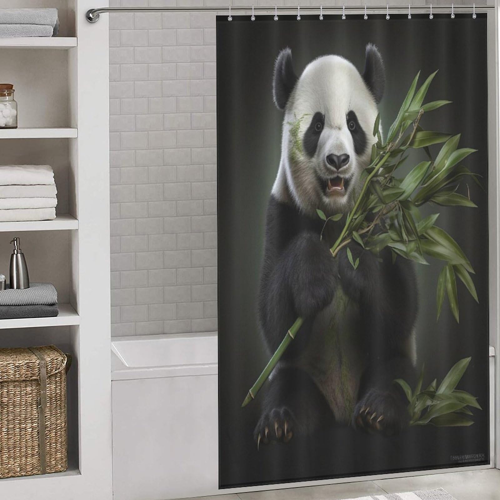 Rideau de douche 140x183 anti éclaboussures en polyester motif panda