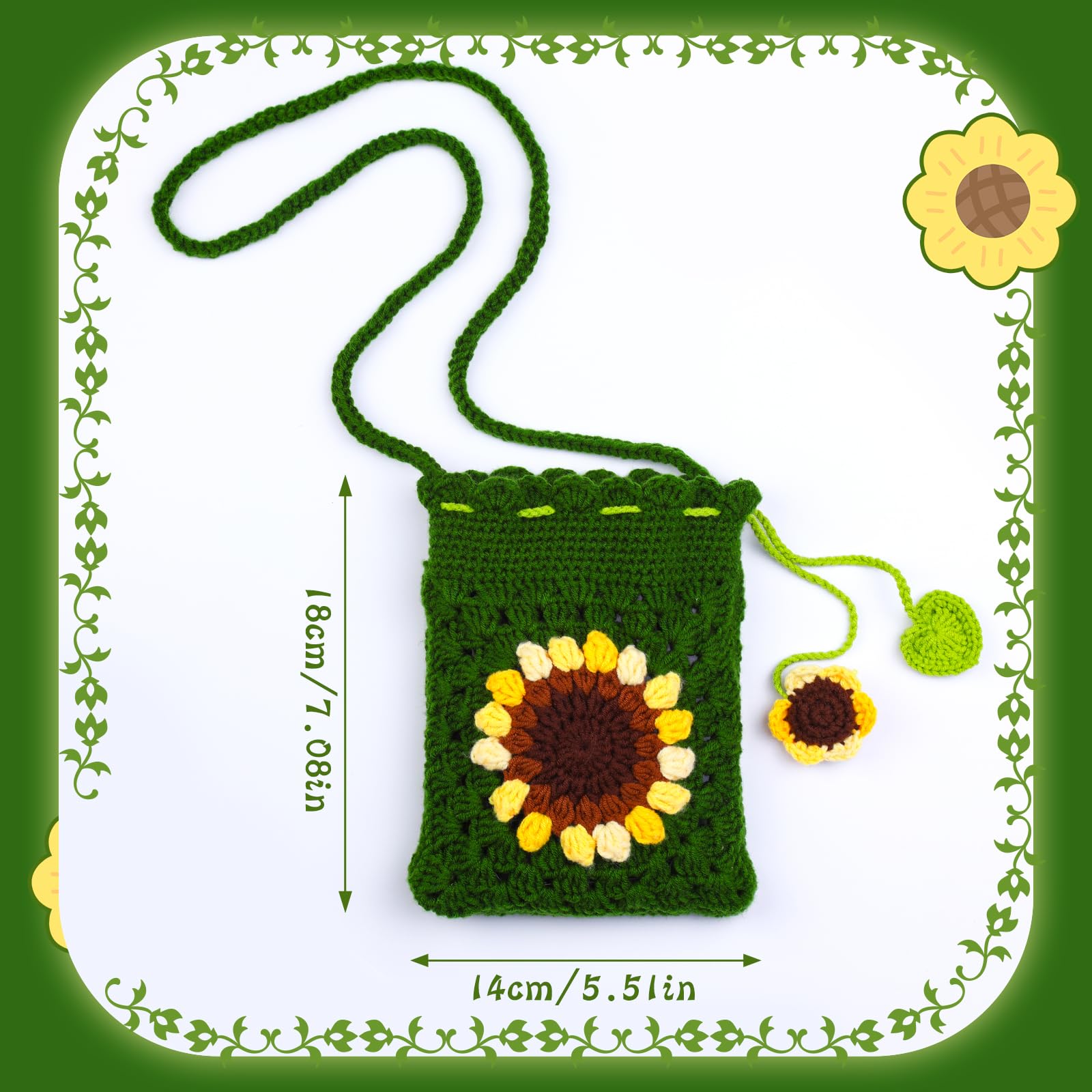 Beginner Crochet Kit - Make a Sunflower Phone Bag -7