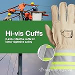 Superior Glove Endura Lineman Leather Gloves with 6-Inch Hi Vis Reflective Gauntlet Cuffs – 365DLX6 X-Large (Pack of 1 Pair)