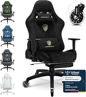 Dowinx Gaming Stuhl, Atmungsaktiver und Ergonomischer Bürostuhl aus Mikrofaser-Velours, Weiches Sitzgefühl wie Pelz, Verstellbarer Schreibtischstuhl mit Fußstütze, Schwarz