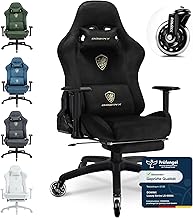Dowinx - Gaming Chair, Ergonomic Breathable Office Chair, Microfiber Velvet Office Chair, Fur Soft Seat Feel, Adjustable Desk Chair with Footrest, Black