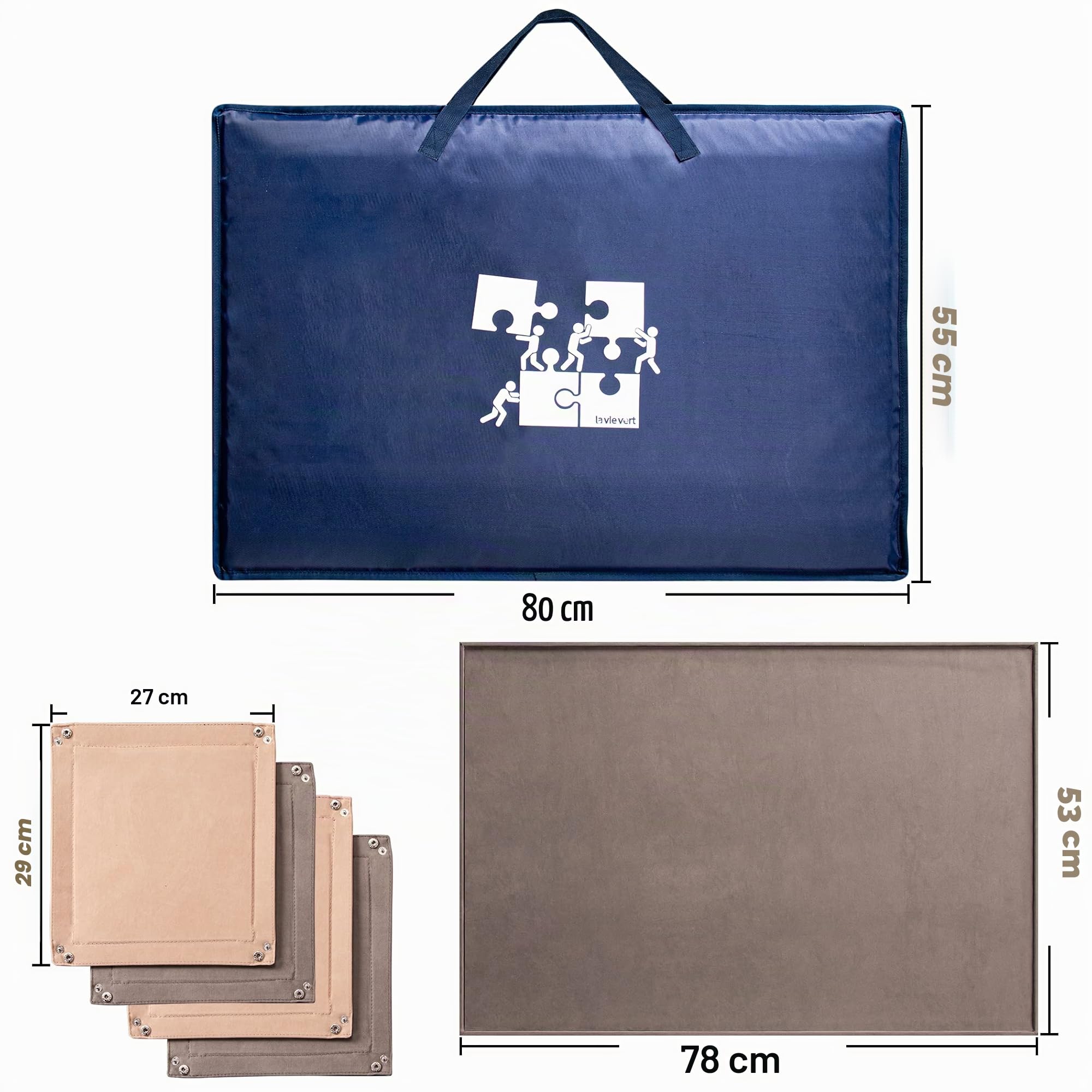 Lavievert Planche de Puzzle de 1000 pièces avec Housse rembourrée, étui Portable avec 4 Plateaux de tri et Planche Amovible, Plateau de Rangement pour Puzzle avec Surface antidérapante pour Adultes