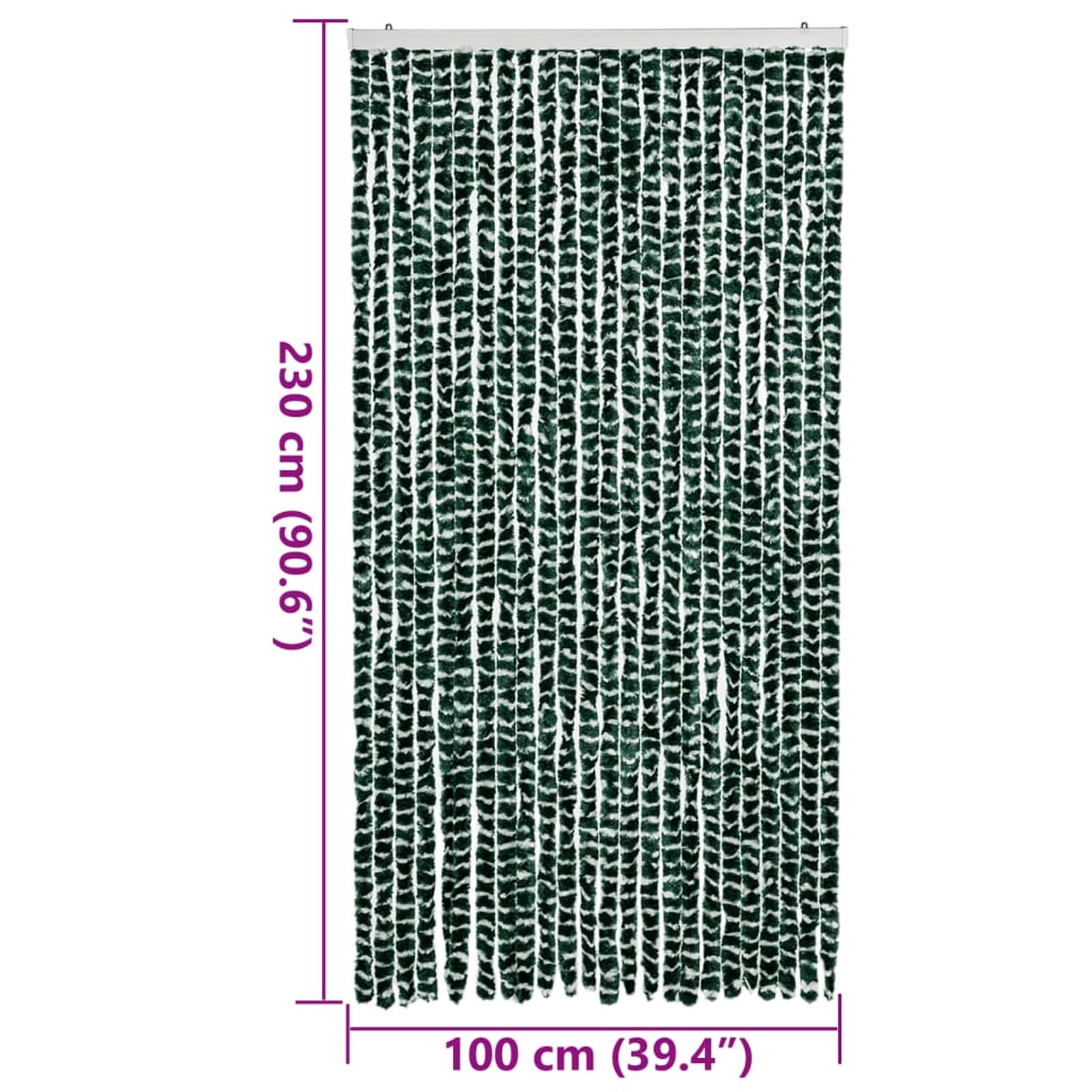 ZEYUAN Tenda Antimosche Verde e Bianca 100x230 cm in Ciniglia,Tenda Antimosche per Finestre e Porte Leggera Resistente all'Acqua Silenziosa Zanzariera Antiisetti-377386