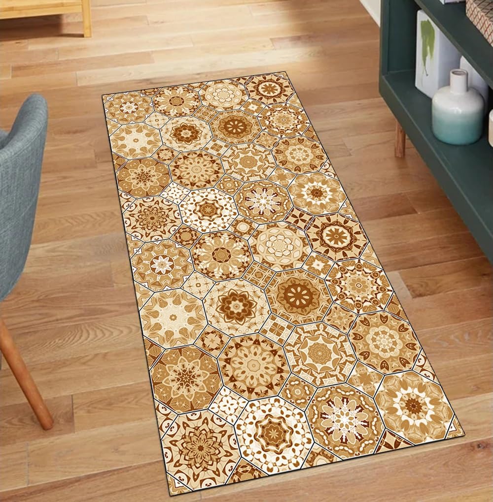 Tapis de cuisine long style bohème antidérapant pour illuminer votre couloir