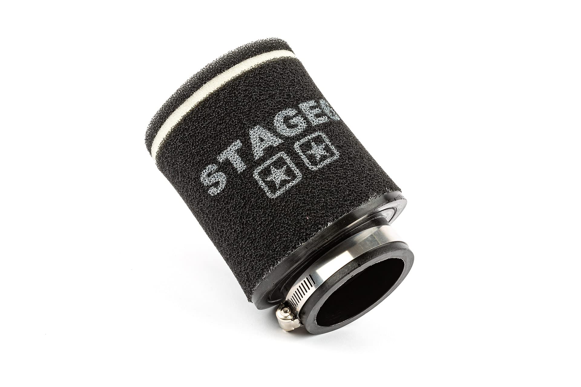 Filtro aria Stage6 a doppio strato, rotondo/dritto, 70 mm, nero | KLEIN, doppio strato, rotondo, schiuma poliuretanica, AirBox, OEM S6-35036/BK compatibile con Yamaha Aerox 50 Cat dal 2003