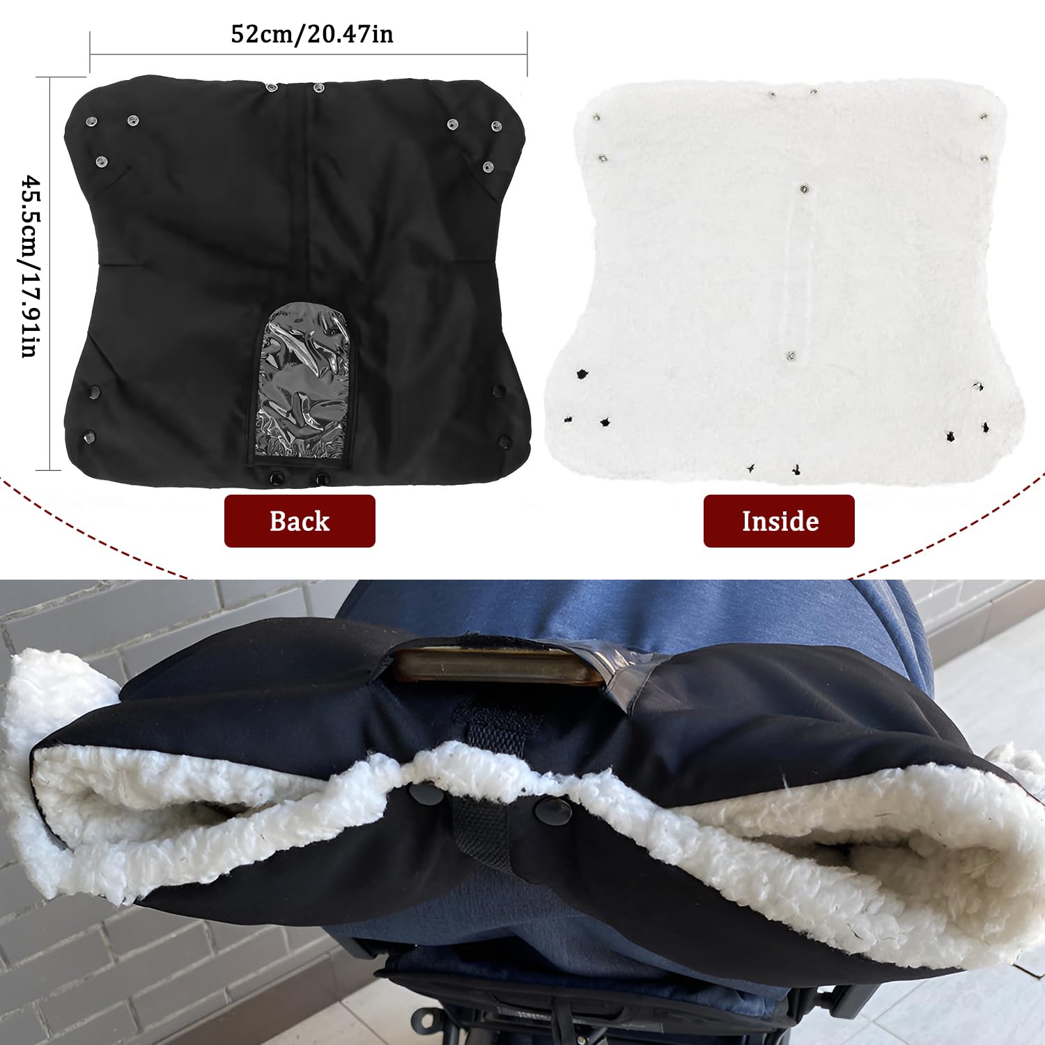 LUZOON Guanti Passeggino Scaldamani, Guanti per Passeggino Inverno Scaldamani Passeggino Universale Impermeabili