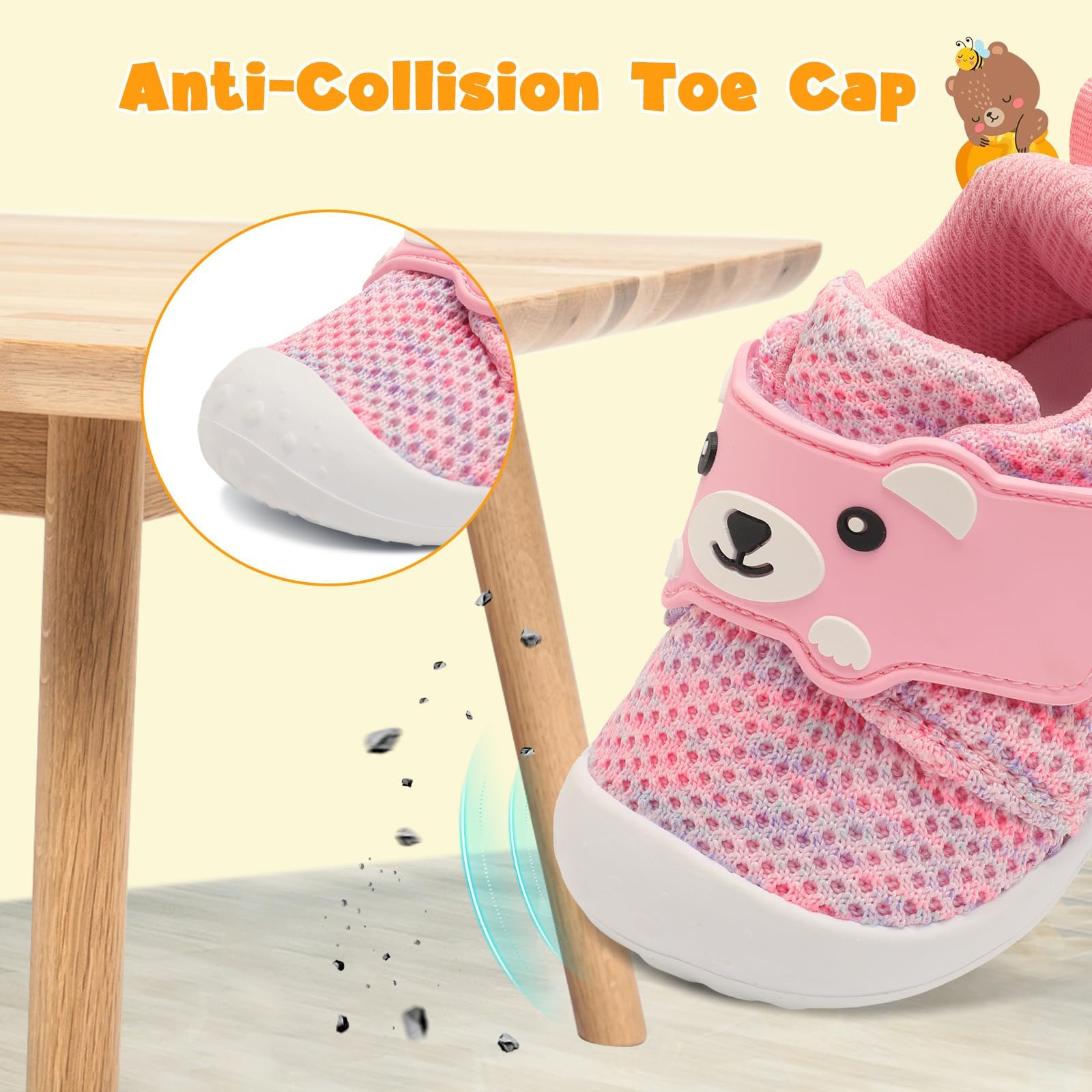 JOINFREE Baby Walking Wide Shoes Infant Boys Girls Breathable Barefoot Shoes Crib Tennis Shoes Lightweight Non-Slip Sneakers First Walkers — view 6