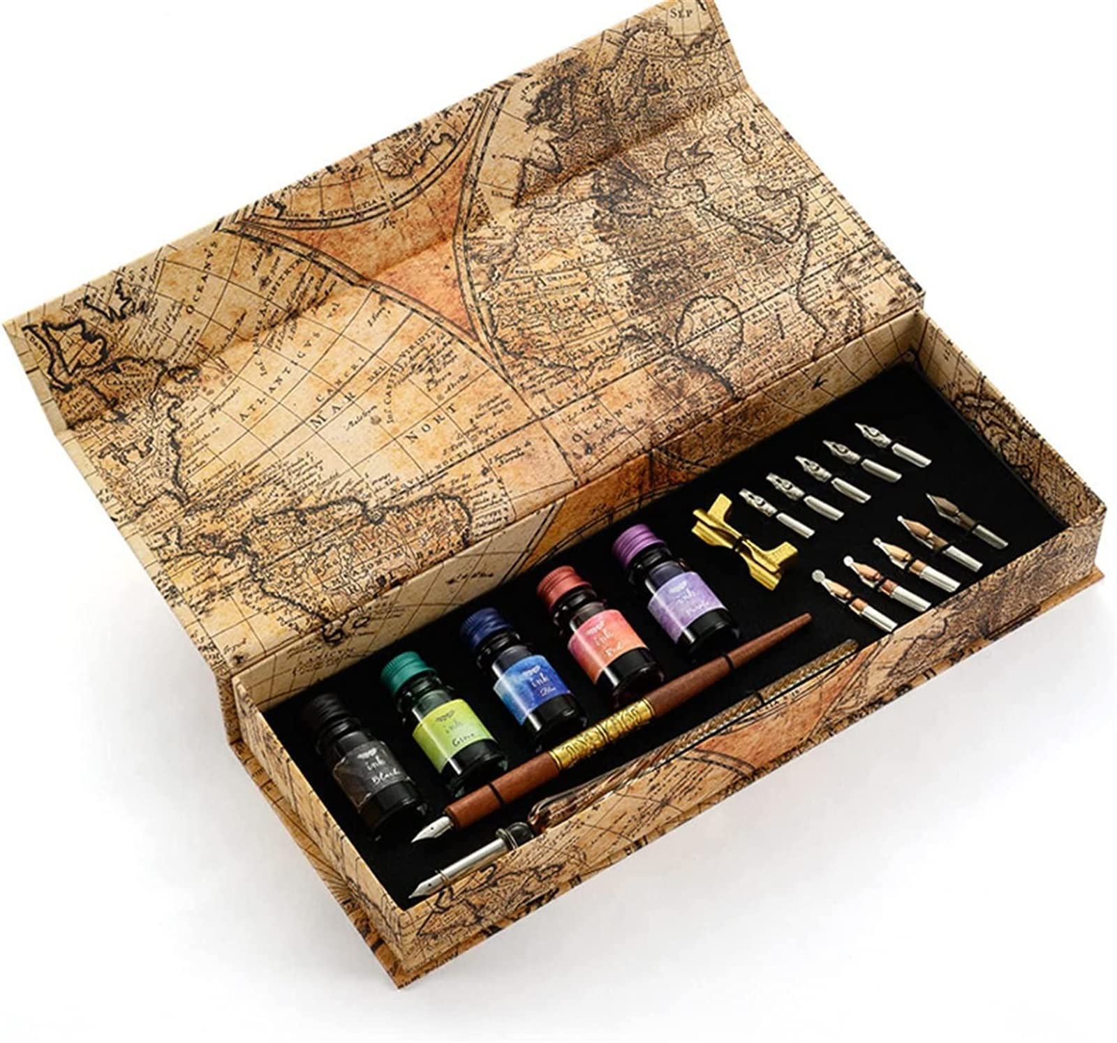 Stylo Plume Glass Dip Stylo Ensemble for Les signatures Dessin de Calligraphie for Les Amis débutants Enfants (Color : A)