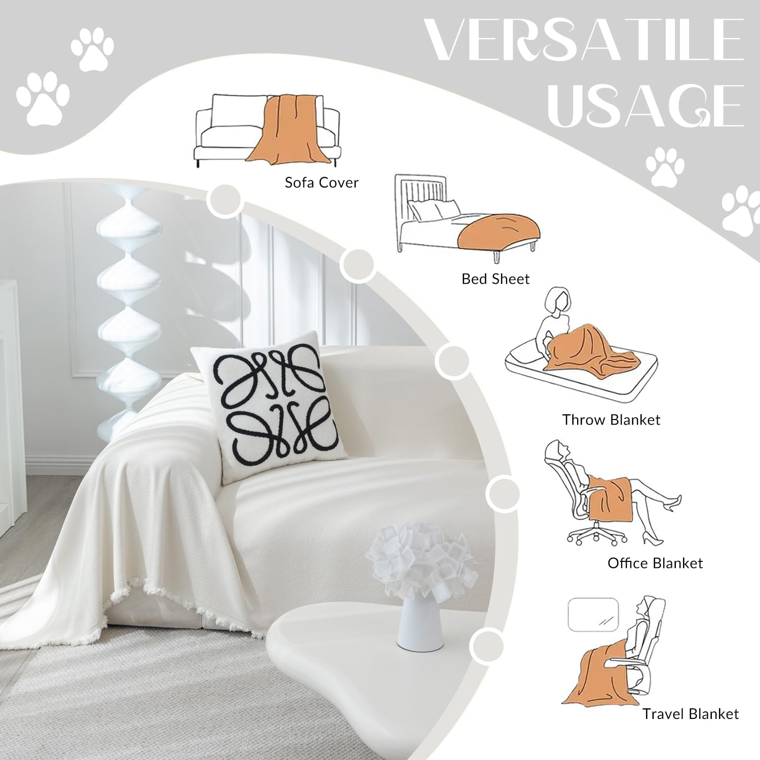 Plaid Fauteuil & Tapis pour Chien Imperméable - Petite Housse Protection Canapé 1 2 Places ou Lit - Jeté de Canapé Bouclette Résistant aux Griffes - Couverture pour Voiture et Panier