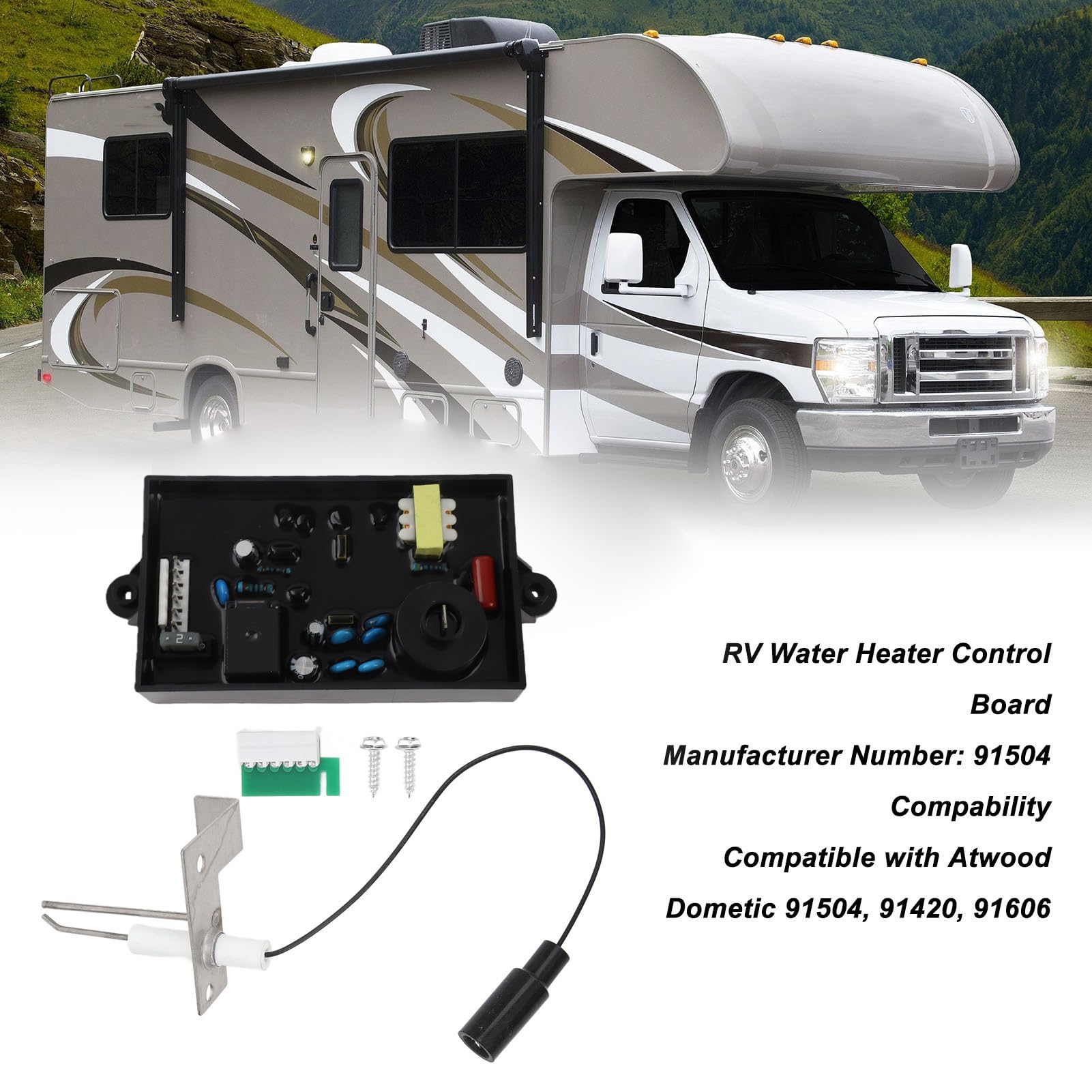Scheda Scaldabagno, Modulo Accensione e Circuito di Controllo Compatibile con Atwood 91504 91420 91606, Kit di Ricambio per Boiler di Camper, Caravan e Impianti RV