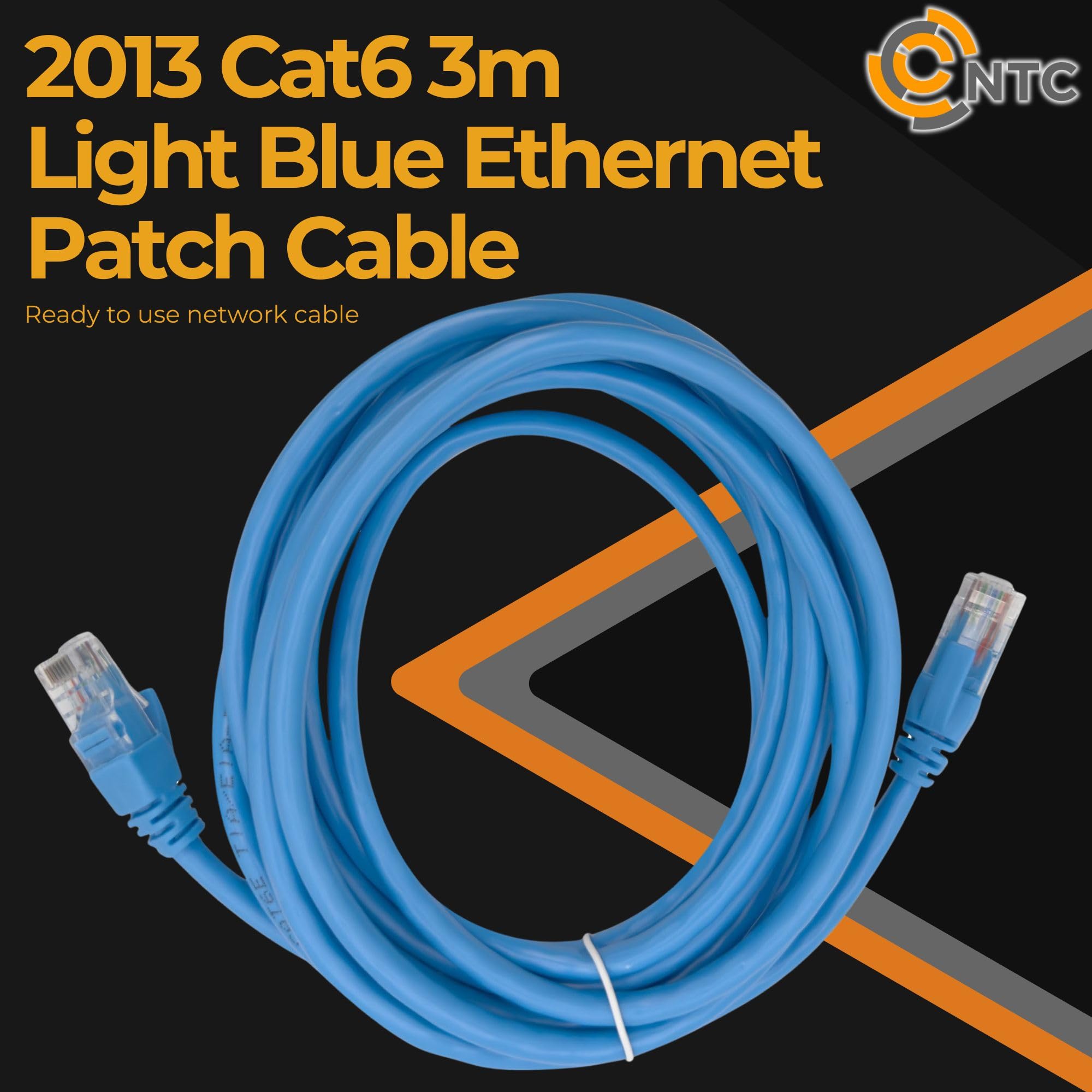 Câble de raccordement Cat 6 2012 Bleu clair 3 m – Câble Ethernet Cat6 prêt à l'emploi, terminé avec connecteurs RJ-45 renforcés, 3 m de long, idéal pour les appareils réseau tels que les