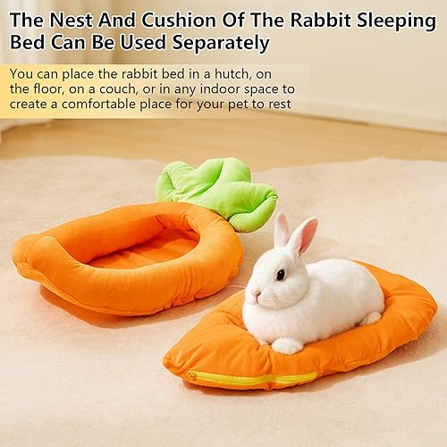Miniatura 5 de Cama de conejo, cama de conejo gruesa y suave con alfombrilla extraíble, lavable a máquina, camas de conejillo de indias acogedoras y cálidas (forma