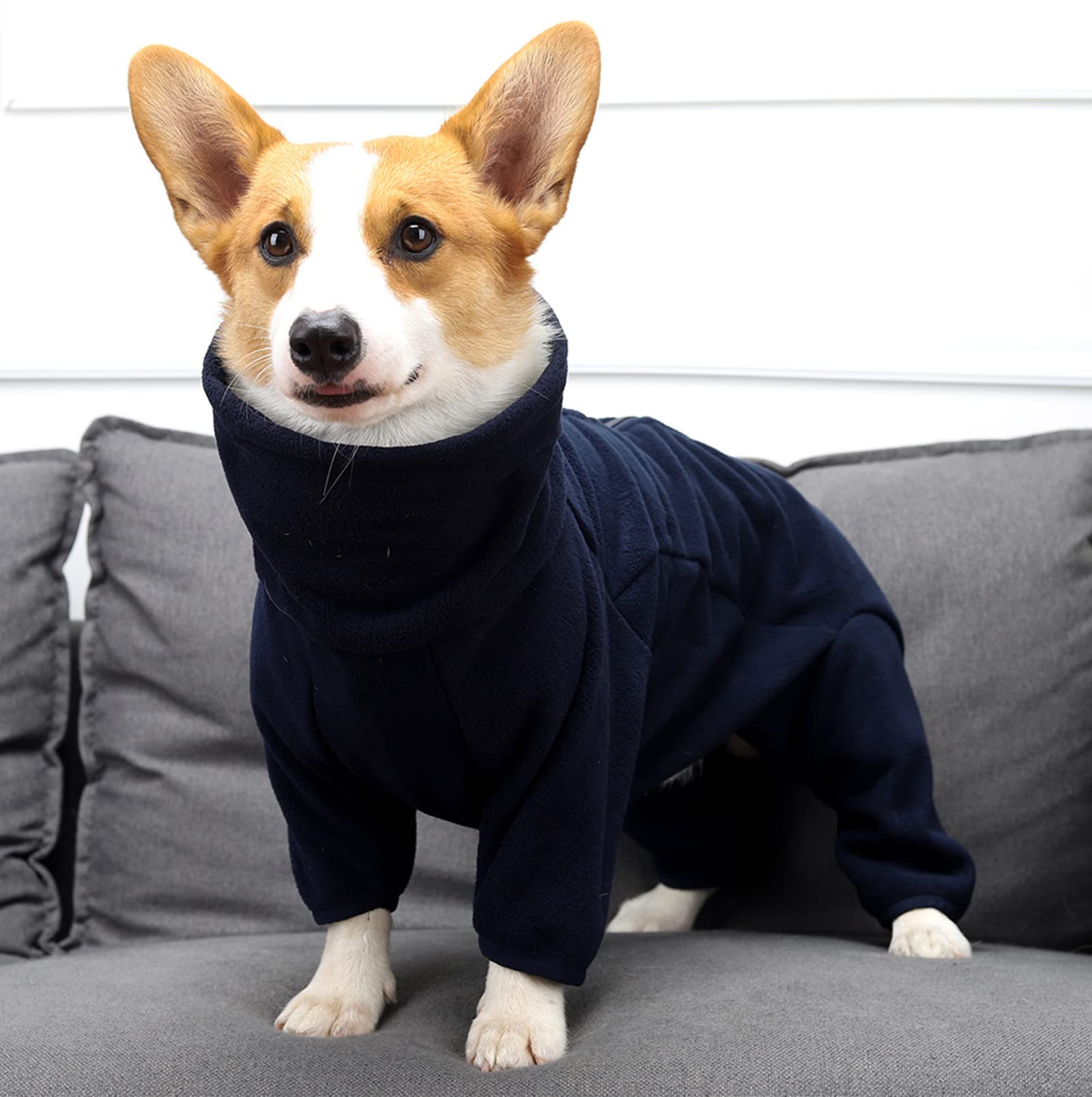 babepet Cosy Dog Fleece with Legs,Full body Pet Jacket with Zipper closure,Winter Clothes ideal for Pet Dog Outdoor or Indoor,for small medium large dogs-Navy-XS - Image 3