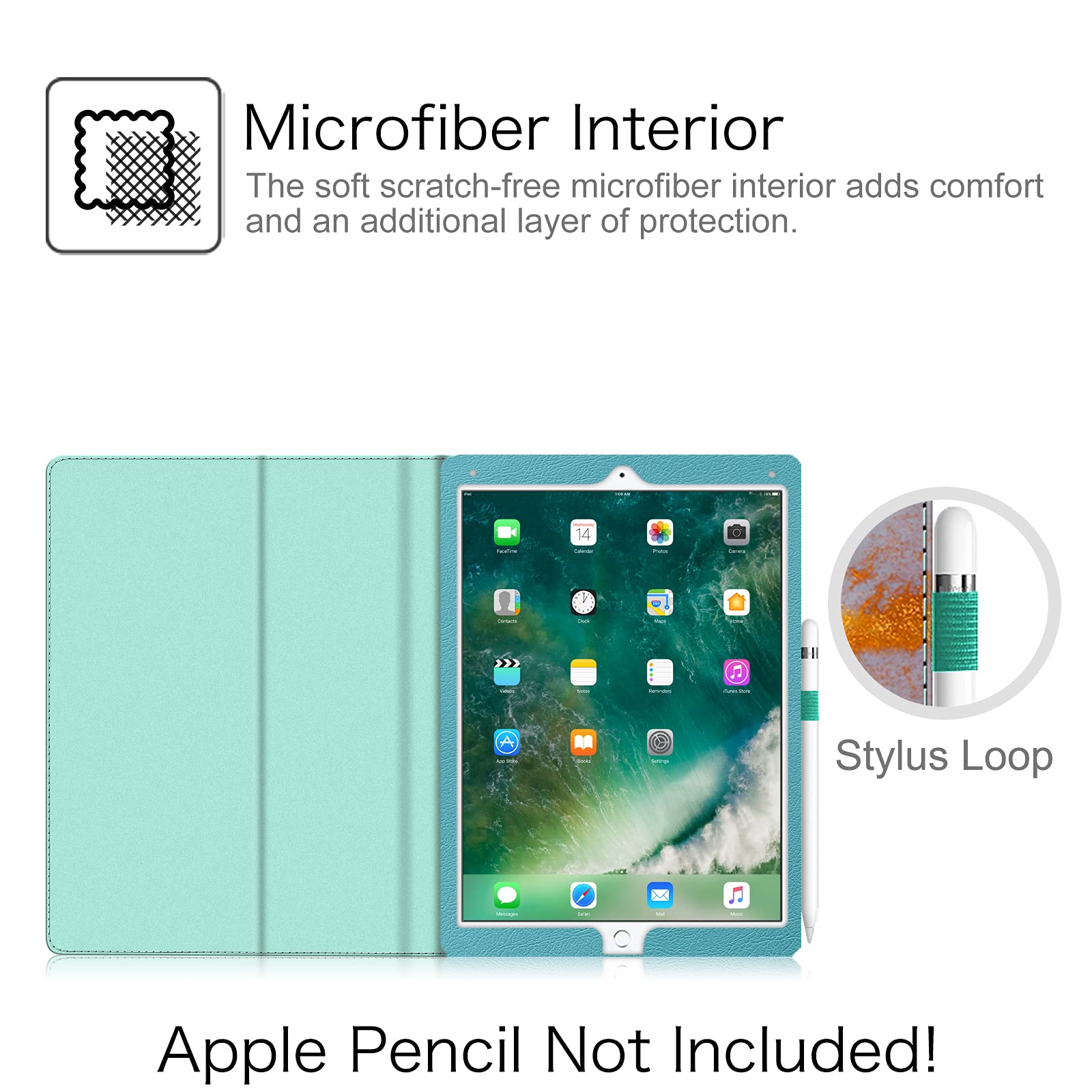FINTIE Etui folio do iPada Pro 12,9 (2. generacji) 2017 / iPad Pro 12,9 (1. generacja) 2015 - [ochrona narożników] wysokiej jakości skóra PU pokrowiec ochronny z funkcją automatycznego uśpienia/budzenia (szmaragdowy marmur)