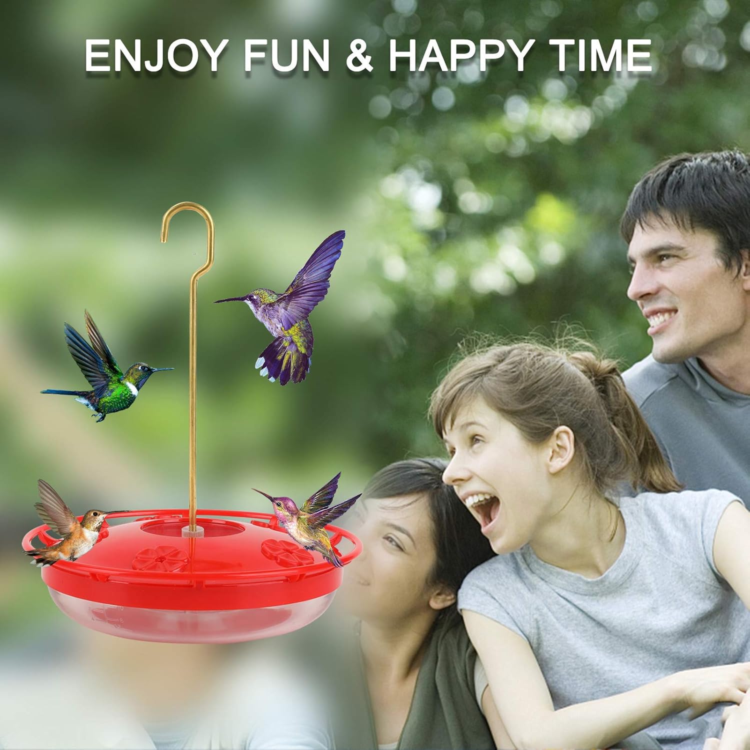 Hummingbird Feeders for Outdoors Hanging - 2 Pack No Leak Humming Bird Feeder, Easy to Clean & Fill, High View Perch, 5 Feeder Ports, Perfect for Hanging on The Tree,Yard. Hanger Incl,14 Oz - Image 6