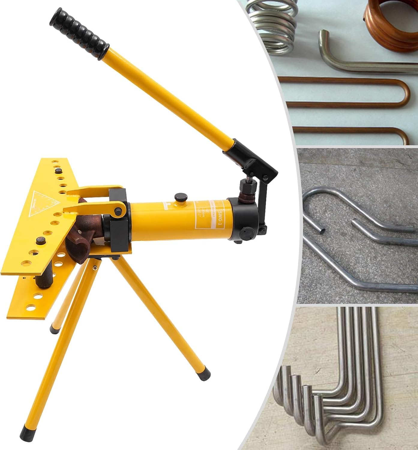 Dobladora de tubos hidráulica manual, resistente 90° para metal, freno, barra de refuerzo, ideal para uso profesional en talleres